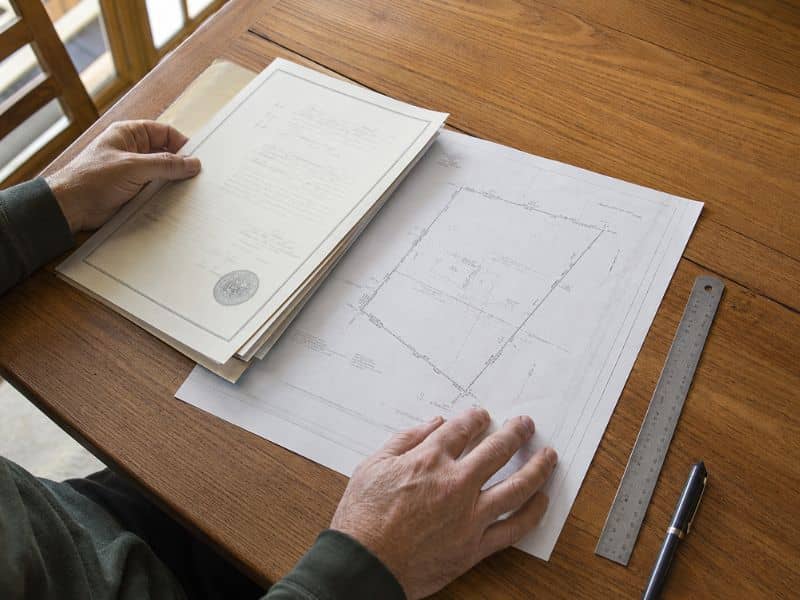Boundary Survey Property Documents Iowa - ALTA SURVEY Iowa Iowa property owner reviewing deed and plat documents before a Boundary Survey.